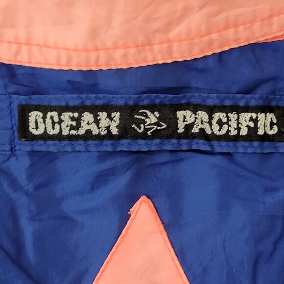 Vintage 80s Ocean-Pacific 1/2 Zip Anorak XL 25x26 Blue - Picture 9 of 16